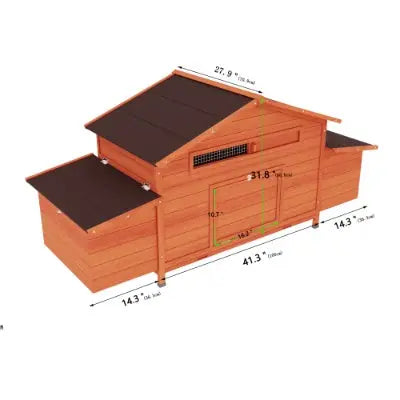 Large Wooden Chicken Coop With 2 Sides Nesting Boxes,2 Free-range Doors My Store