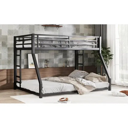 Metal Full XL Over Queen Bunk Bed -Black My Store