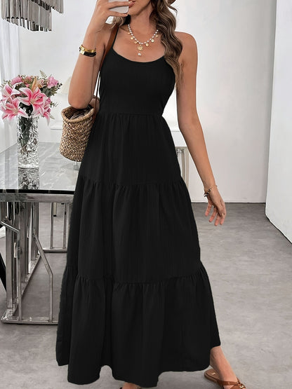 Women's Summer Sleeveless Tie-Bow Dress - Casual Beach Vacation Flowy Maxi Sundress Inkedjoy