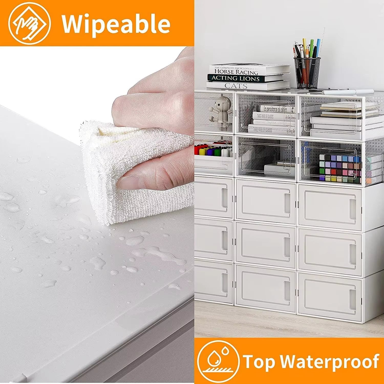 15 Pack Foldable Shoe Box Storage Containers Inkedjoy