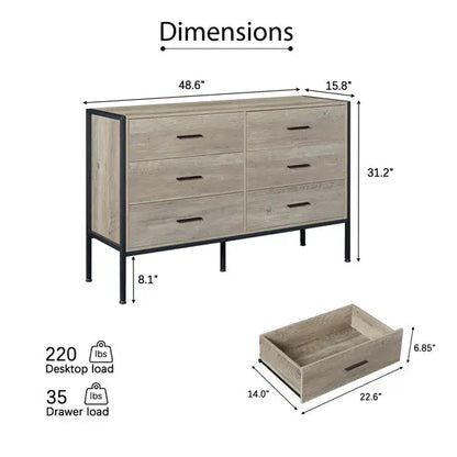 Wooden Dresser With 6 Drawers My Store