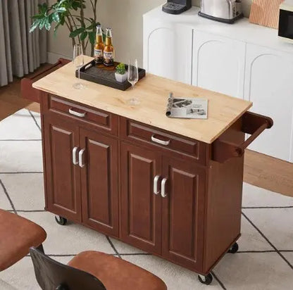 Mobile Kitchen Island Cart With 2 Drawers My Store