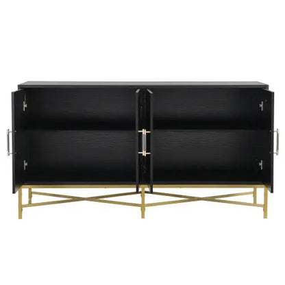 Four Door Cabinet With Metal And Crossed Leg Design My Store