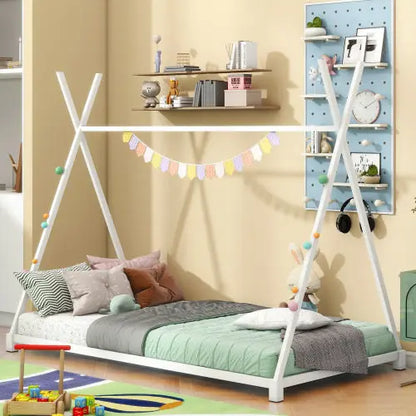 Metal Twin Size House Platform Bed With Triangle Structure My Store
