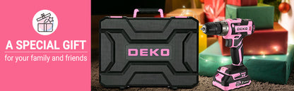 DEKO Pink Drill Tool Kit Set: 20V Cordless Power Drill Tool Box with Battery Electric Drill Driver Ohberri