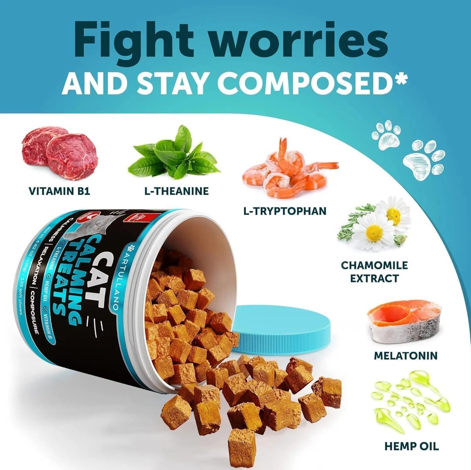 Cat Calming Treats For Stress & Anxiety Relief Cat Kittens Melatonin My Store