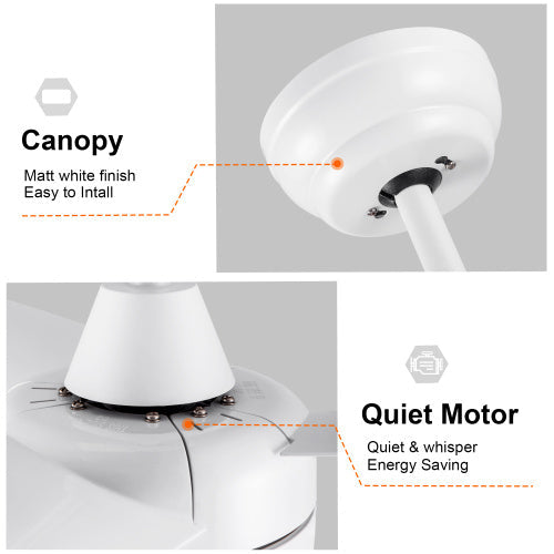 42 Inch Indoor White Ceiling Fan With LED Light My Store