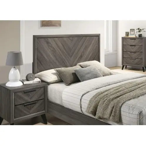 Gray Color 1pc Nightstand Bedroom Replicated Wood Grain My Store