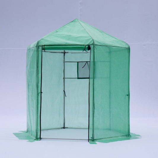 Walk-in Greenhouse Hexagonal Upgrade Reinforced Frame Heavy Duty Plastic Greenhouse My Store