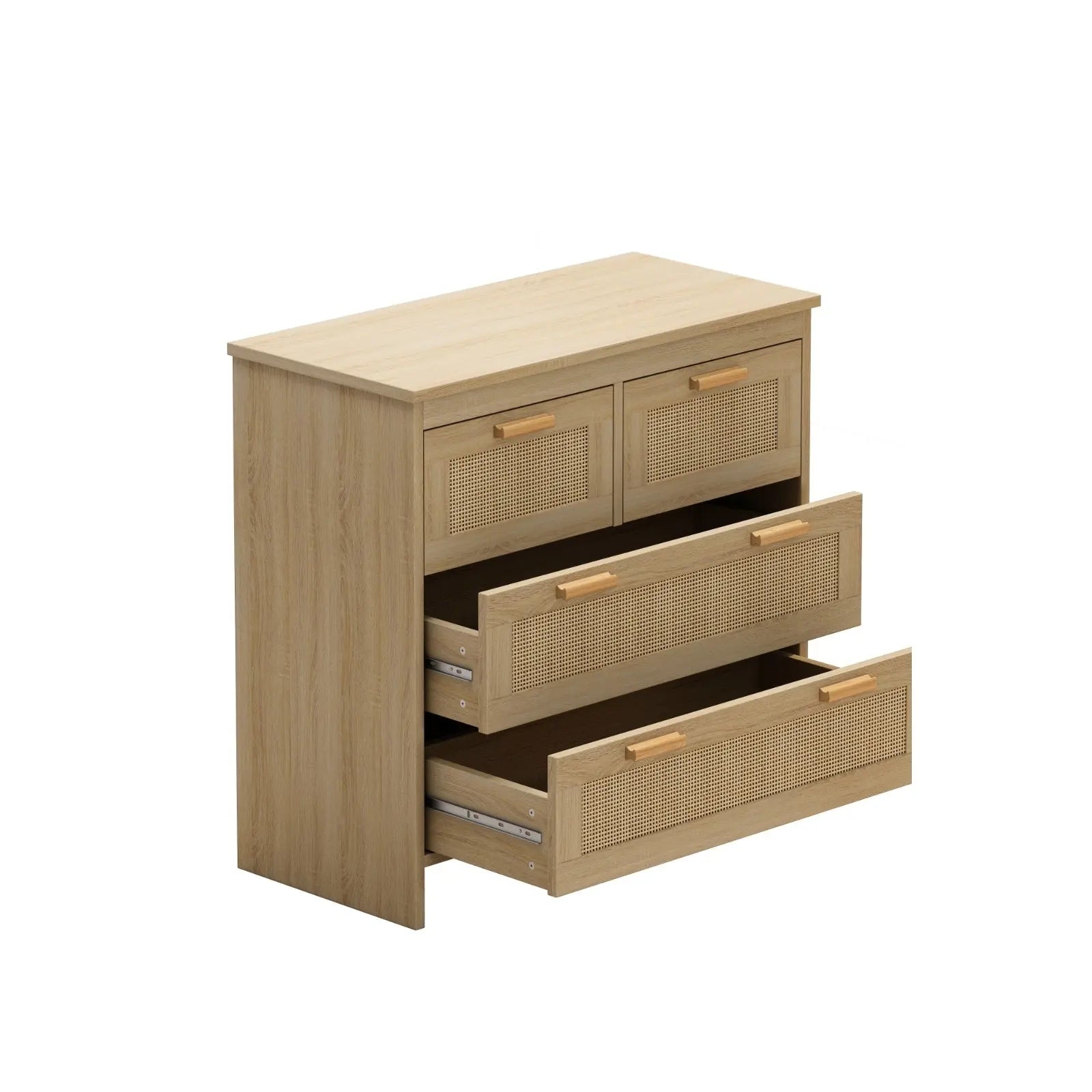 4 Drawers Rattan Cabinet For Bedroom, Living Room, Easy Assembly My Store