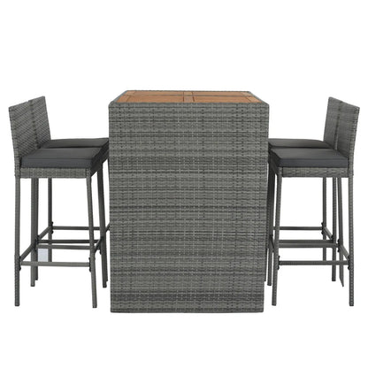 5-Piece Outdoor Patio Wicker Bar Set With Bar Height Chairs & Non-Slip Feet My Store