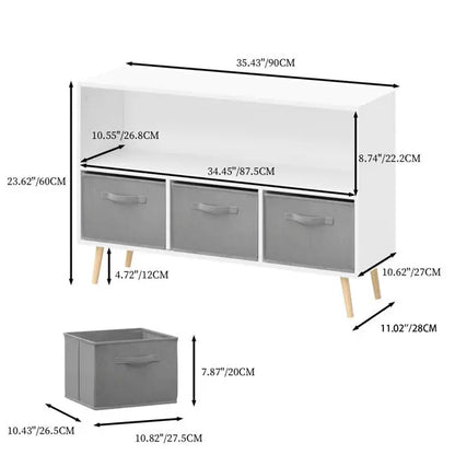 Children's Bookcase With Foldable Fabric Drawers, Children's Book Display, Toy Storage My Store