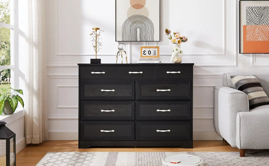 9 Drawer Long Dresser With Antique Handles My Store