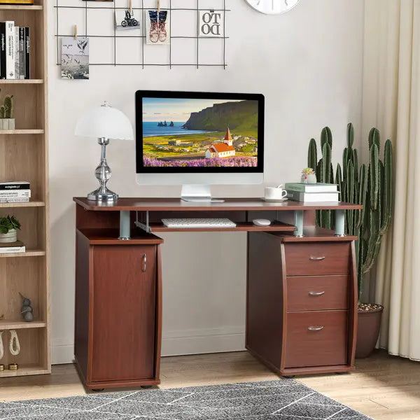 A Three Drawer Computer Desk With One Door My Store