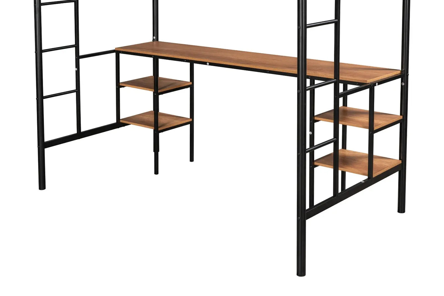 Twin-Size Loft Bed With Built-in Table & Shelves - Heavy-Duty Metal My Store