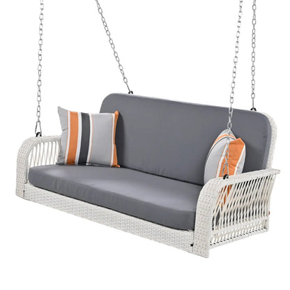 GO PE Wicker Porch Swing, 2-Seater Hanging Bench With Chains, Patio Furniture Swing For My Store