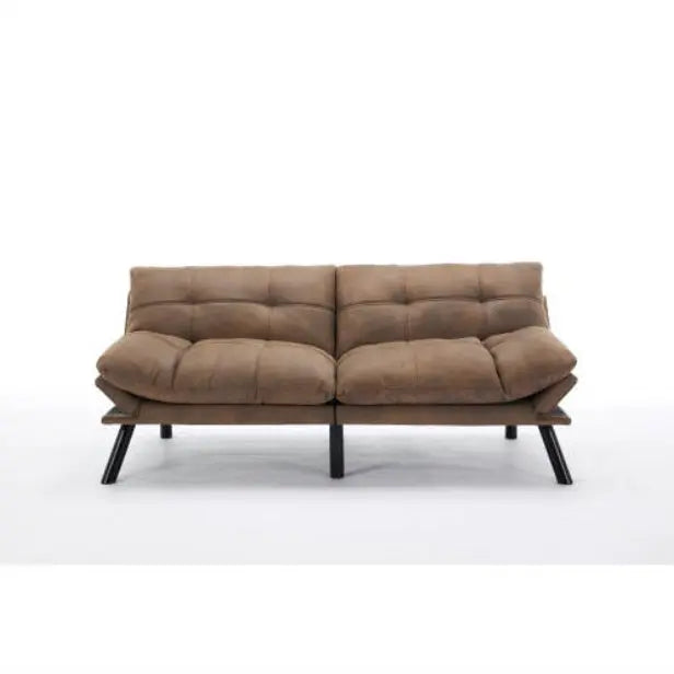 Leatehr Feeling Brown Convertible Folding Modern Sofa Bed My Store