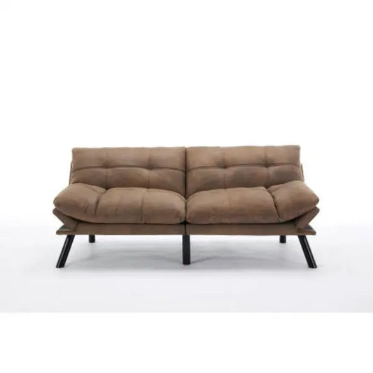 Leatehr Feeling Brown Convertible Folding Modern Sofa Bed My Store