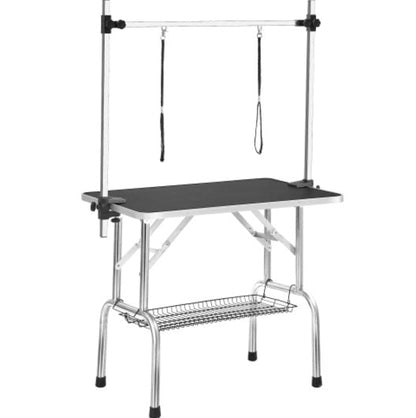 Professional Dog Pet Grooming Table Large Adjustable Heavy Duty Portable With Armrests And Lasso & Grid Tray Inkedjoy