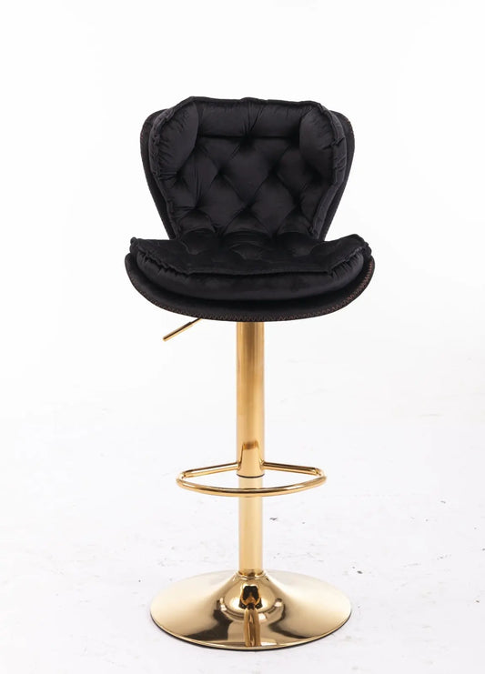Set Of 2 Bar Stools Chrome Base, Swivel, Adjustable Height, Velvet My Store