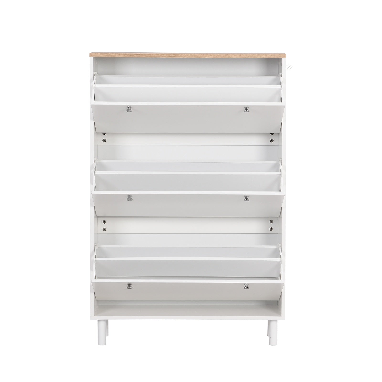 Narrow 3-Flip Drawer Shoe Cabinet Wood Grain Top Entryway Organizer Inkedjoy