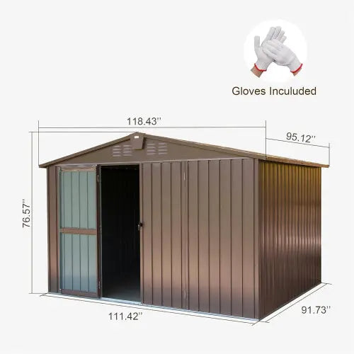 Outdoor Storage Shed 10'x8', Metal Brown My Store