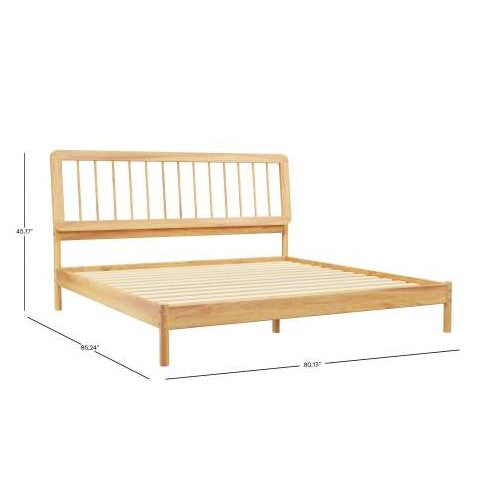 Mid-Century Modern Solid Wood King Spindle Bed Black My Store