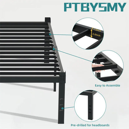 Classic Iron Bed Frame Mattress Under Bed Storage No Box Spring Needed Queen-Black My Store