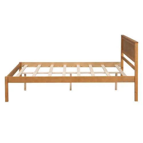 Platform Bed Frame With Headboard, Wood Slat Support, No Box Spring Needed, Full, Oak My Store