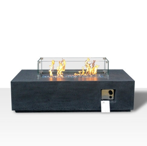 52 Inch Outdoor Concrete Propane Gas Rectangle Fire Pit Table In Dark Gray Color Inkedjoy
