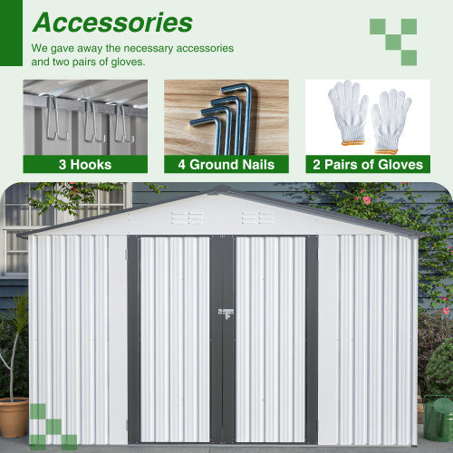 10X8 FT Outdoor Storage Shed- Grey Inkedjoy