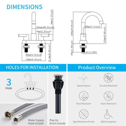 Bathroom Faucet 2 Handle Brushed Nickel My Store