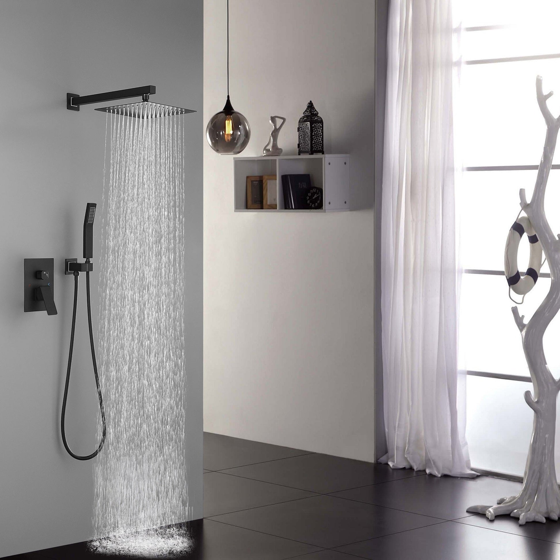 10 Inch Shower Head Bathroom Luxury Rain Shower Complete Combo Set Wall Mounted Inkedjoy