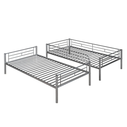 Twin Over Twin Metal Bunk Bed  Silver My Store