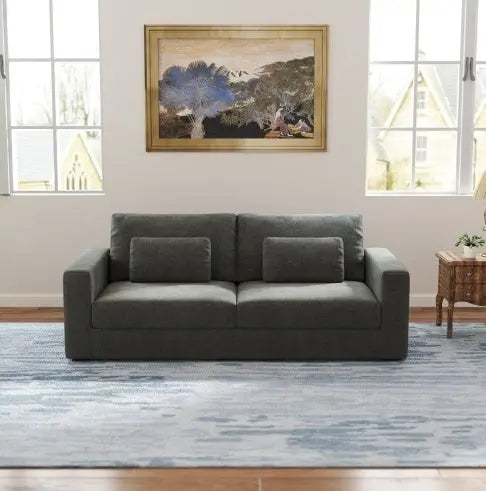 Modern 3 Seater Sofa, Upholstered Compressed Cushions My Store