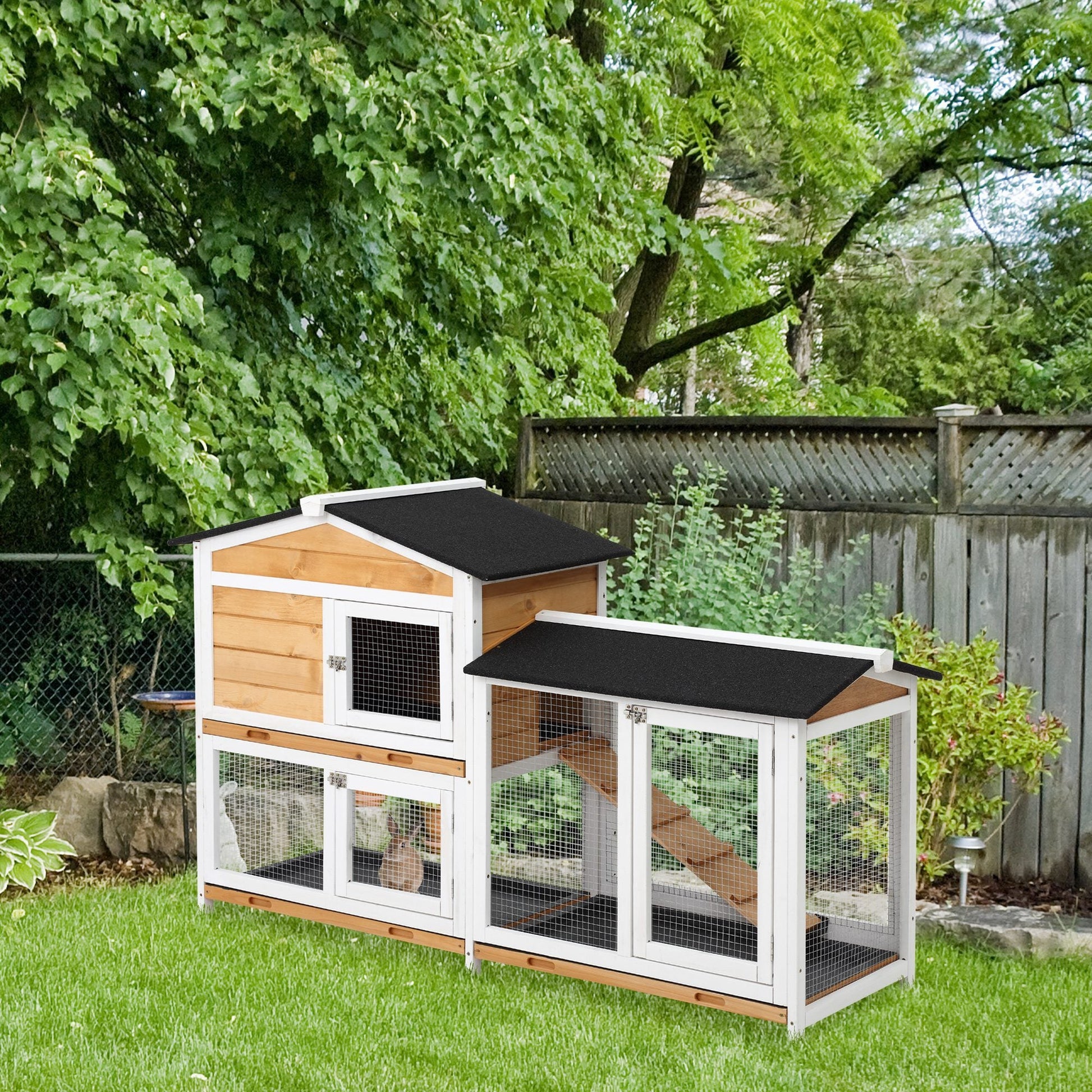 2 Storey Rabbit Hut Wooden Bunny Hut Small Animal House With Ramp My Store