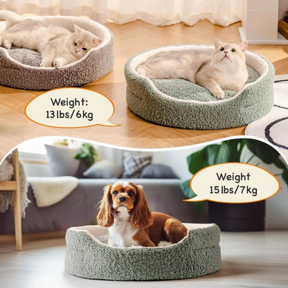 Washable Pet Bed For Cats & Small Dogs - 23x23x7 Inch Round Orthopedic Bed With Non-Slip Bottom -Sage Green My Store