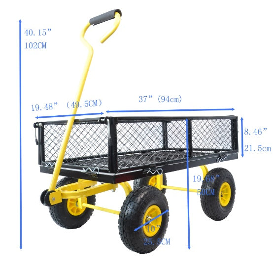 Garden Cart Steel Garden Cart With Swivel Handle Practical Heavy Duty Garden Cart Inkedjoy