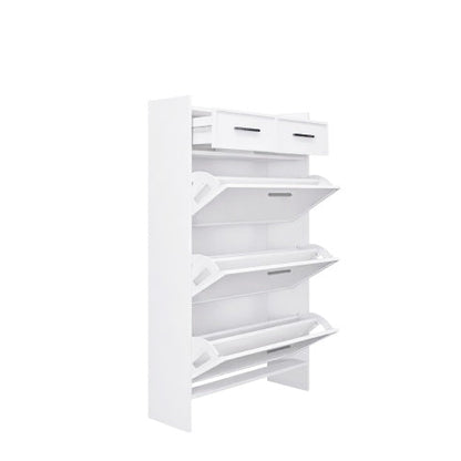 Shoe Rack 3 Doors With 2 Drawers With Open Space Inkedjoy