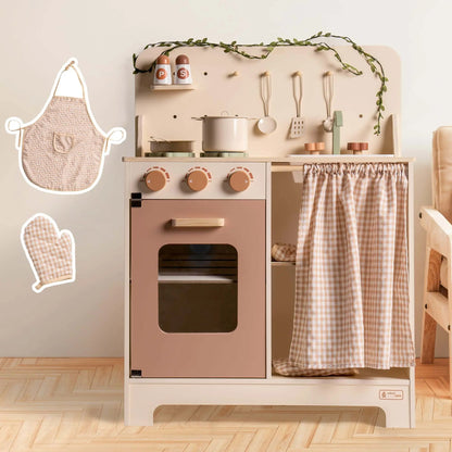 Play Kitchen Set Rustic Wooden Pretend Play Kitchen For Toddlers 3 My Store