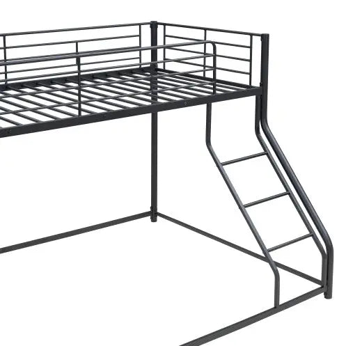 Metal Floor Bunk Bed, Twin XL Over Queen, Black My Store
