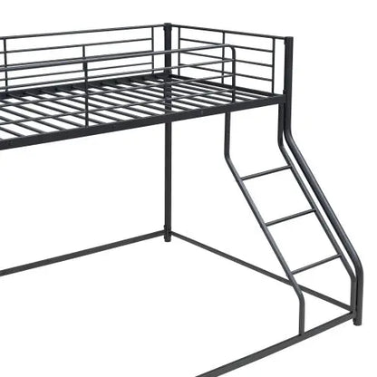 Metal Floor Bunk Bed, Twin XL Over Queen, Black My Store