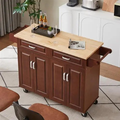Mobile Kitchen Island Cart With 2 Drawers My Store