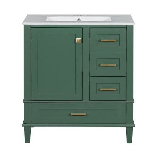 Modern Bathroom Cabinet With Sink Combo SetAnd 3 Drawers, Solid Wood Frame My Store