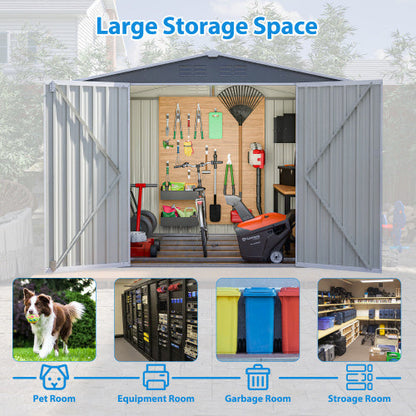 8 X 6 FT Garden Tool Storage Sheds With Metal Foundation With Floor Frame Grey My Store