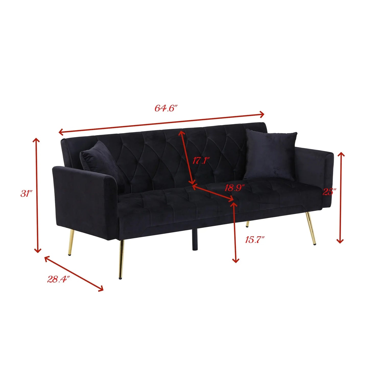 Modern Velvet  Sofa Bed Folding Futon My Store