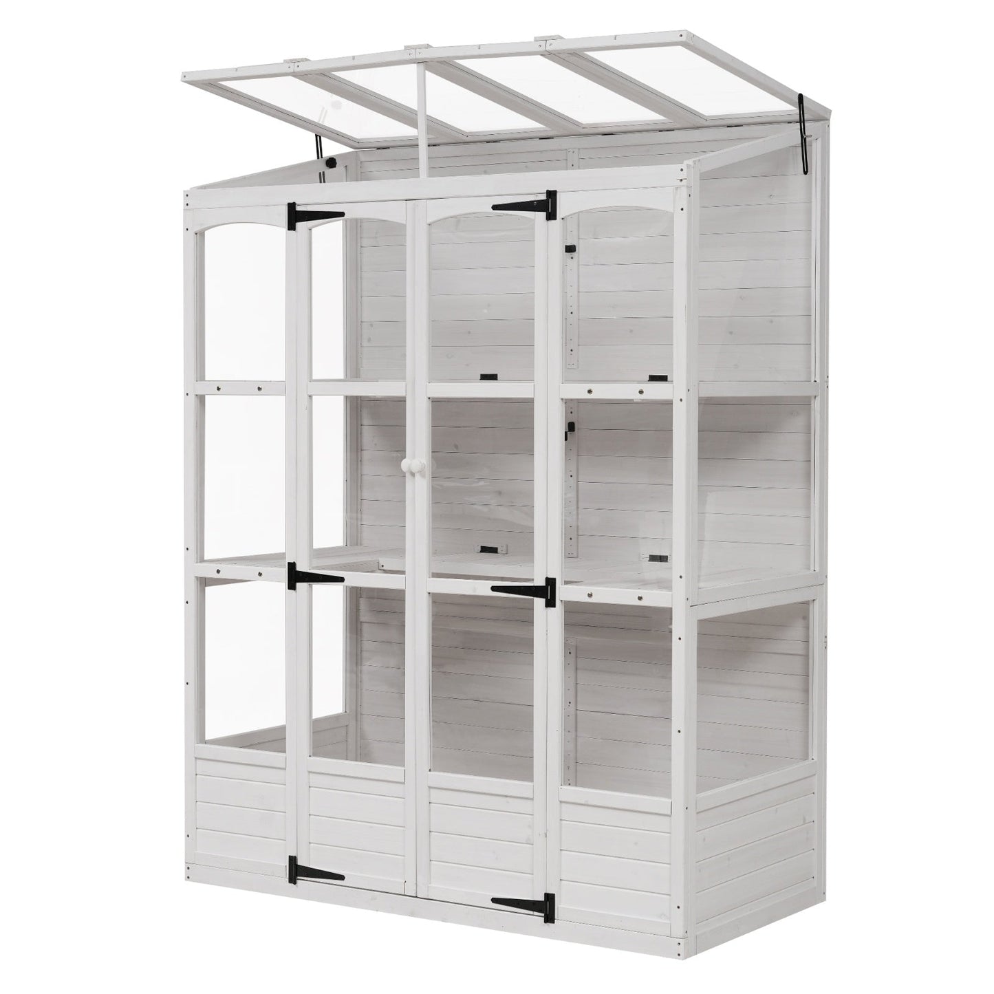 78-inch Wooden Greenhouse Cold Frame With 4 Independent Skylights And 2 Folding Middle Shelve My Store