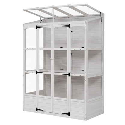 78-inch Wooden Greenhouse Cold Frame With 4 Independent Skylights And 2 Folding Middle Shelve My Store