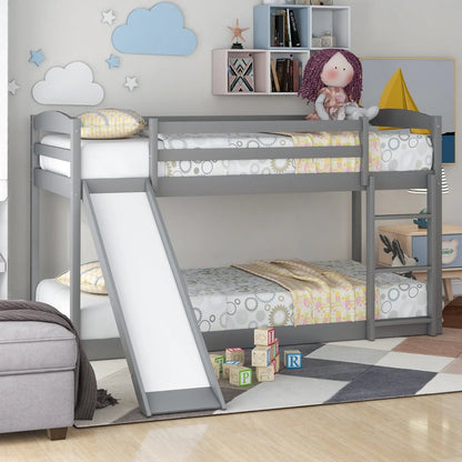 Gray Twin Twin Bunk Bed Convertible Slide Ladder My Store