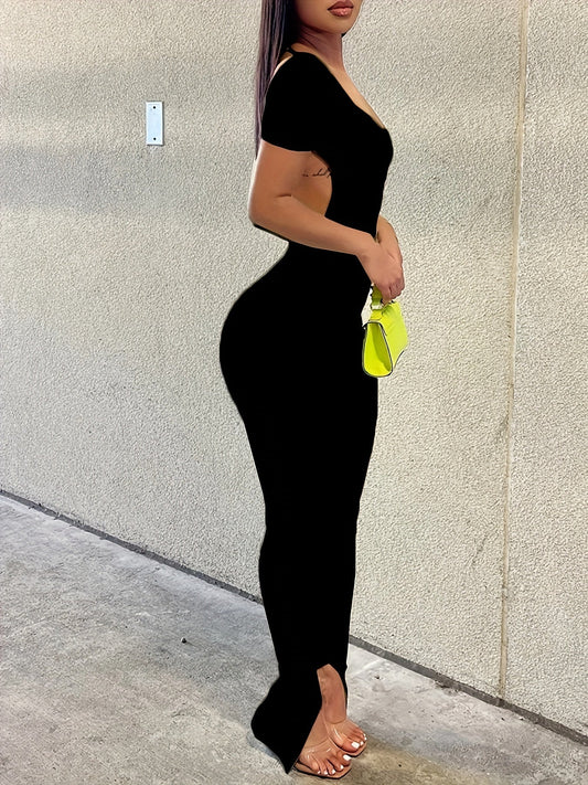 Solid Split Bodycon Jumpsuit for Women - Stylish & Durable Ohberri